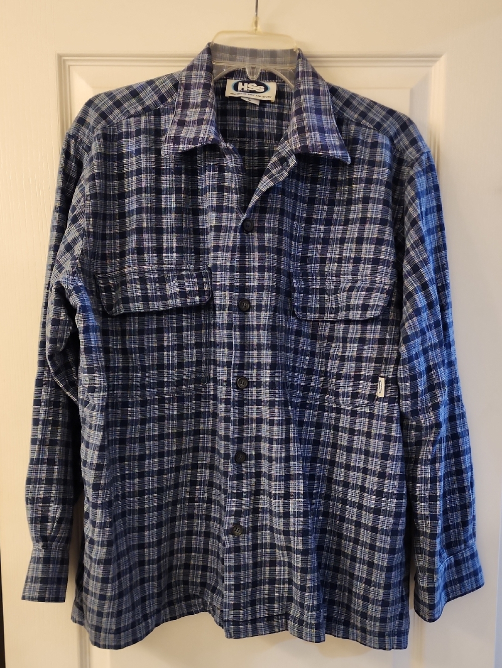 Huntington Surf & Sport 100% Cotton Brushed Flannel Blue Plaid Men's Size L